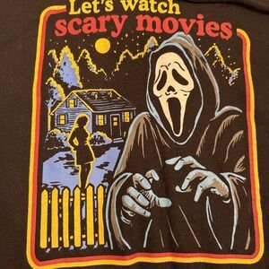 SWEATSHIRT‎ HOODED Ghost Face MENS LARGE LETS WATCH SCARY MOVIES Black HALLOWEEN